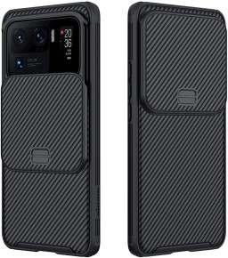Луксозен твърд гръб със силиконова рамка Nillkin Cam Shield Pro за Xiaomi Mi 11 ULTRA черен 